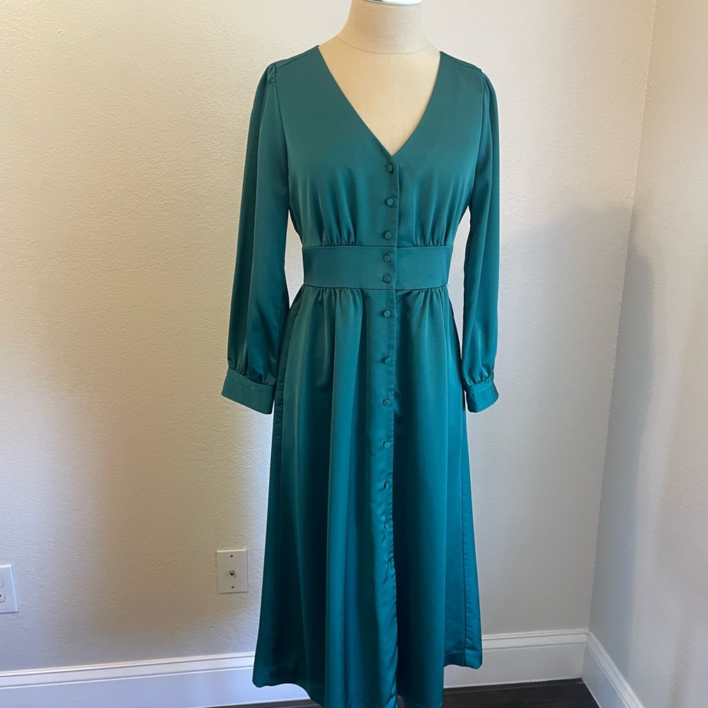 J. Crew Teal Long Sleeve Dress